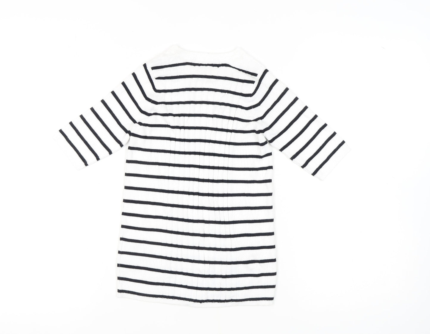 Marks and Spencer Women's White Striped Pullover Jumper