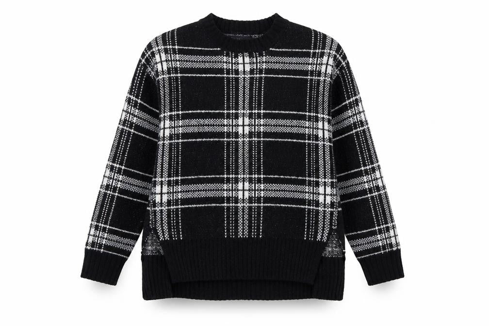 Marks and Spencer Women's Black Plaid Pullover Jumper M