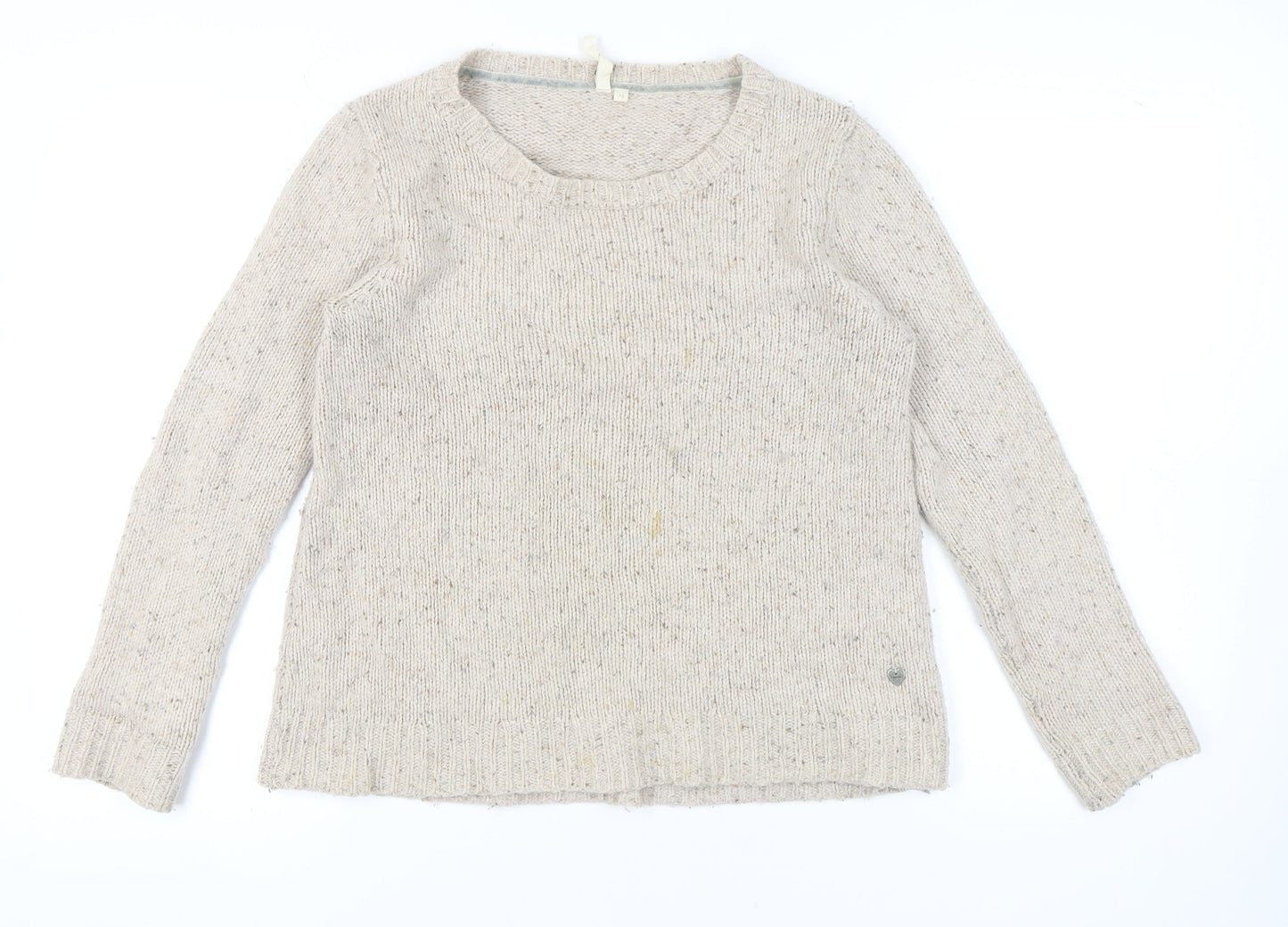 White Stuff Women's Beige Wool Pullover Jumper Size 14