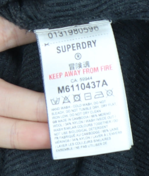 Superdry Men's M Black Full Zip Jumper High Neck