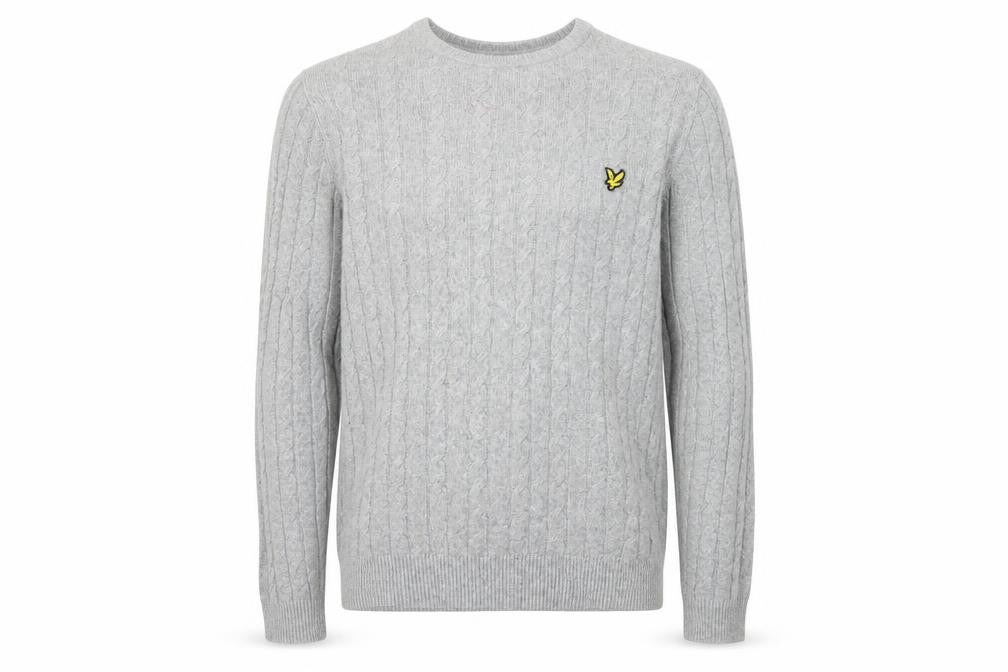 Lyle & Scott Men's Grey Wool Pullover Jumper M, Regular Fit