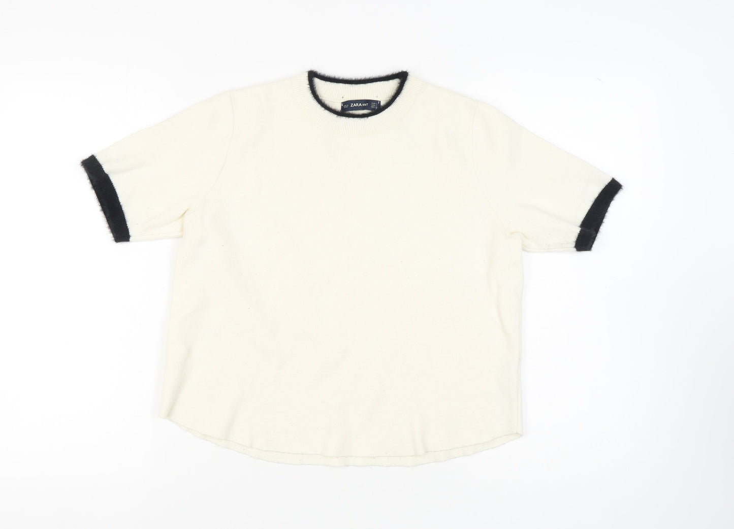 Zara Women's Ivory Crew Neck Jumper Size 12