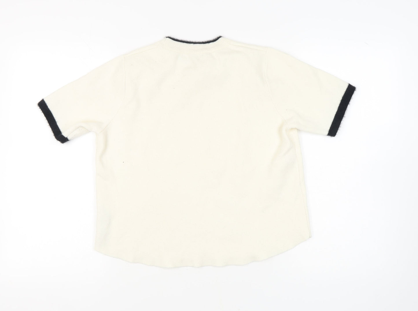Zara Women's Ivory Crew Neck Jumper Size 12