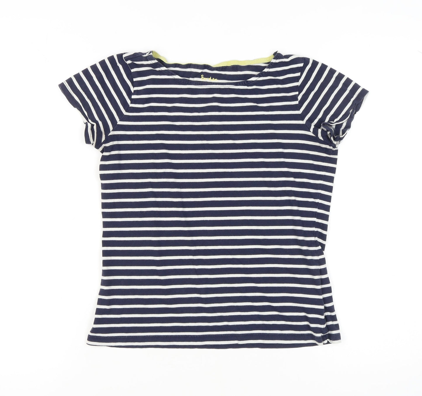 Boden Women's Blue Striped Cotton T-Shirt - Size 12