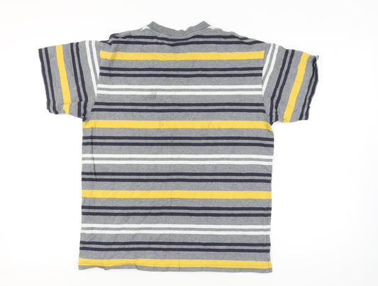 Carhartt Men's Grey Striped Crew Neck T-Shirt Medium