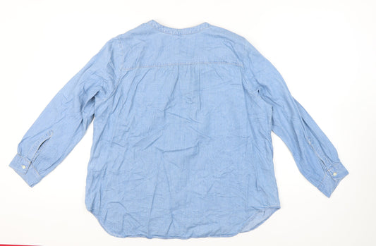 Levi's Women's Blue Cotton Blouse, Size 16, Casual, Button Accents