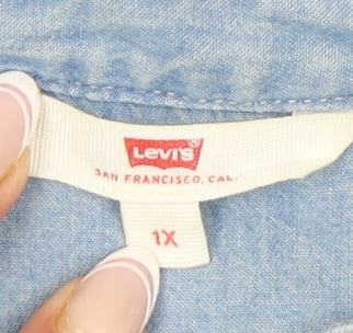 Levi's Women's Blue Cotton Blouse, Size 16, Casual, Button Accents
