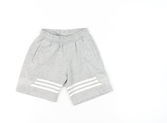 Adidas Boys Grey Athletic Shorts, 5-6 Years, Elastic Waist