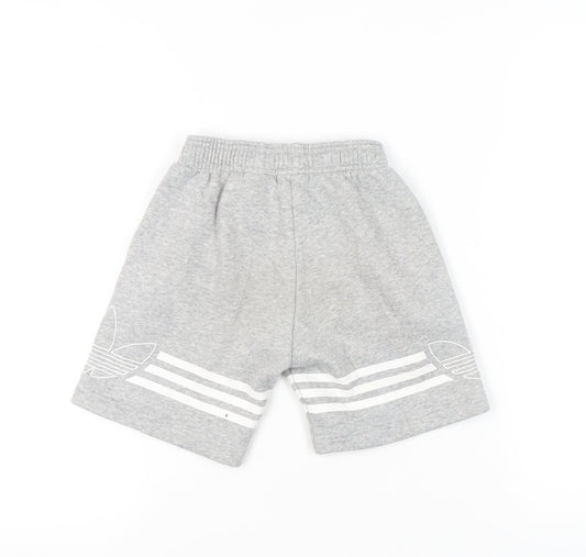 Adidas Boys Grey Athletic Shorts, 5-6 Years, Elastic Waist