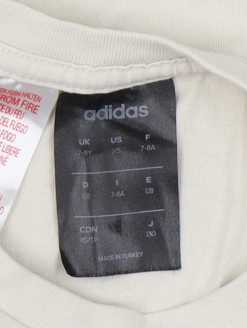 Adidas Boys' White Graphic Logo T-Shirt Size 7-8 Years