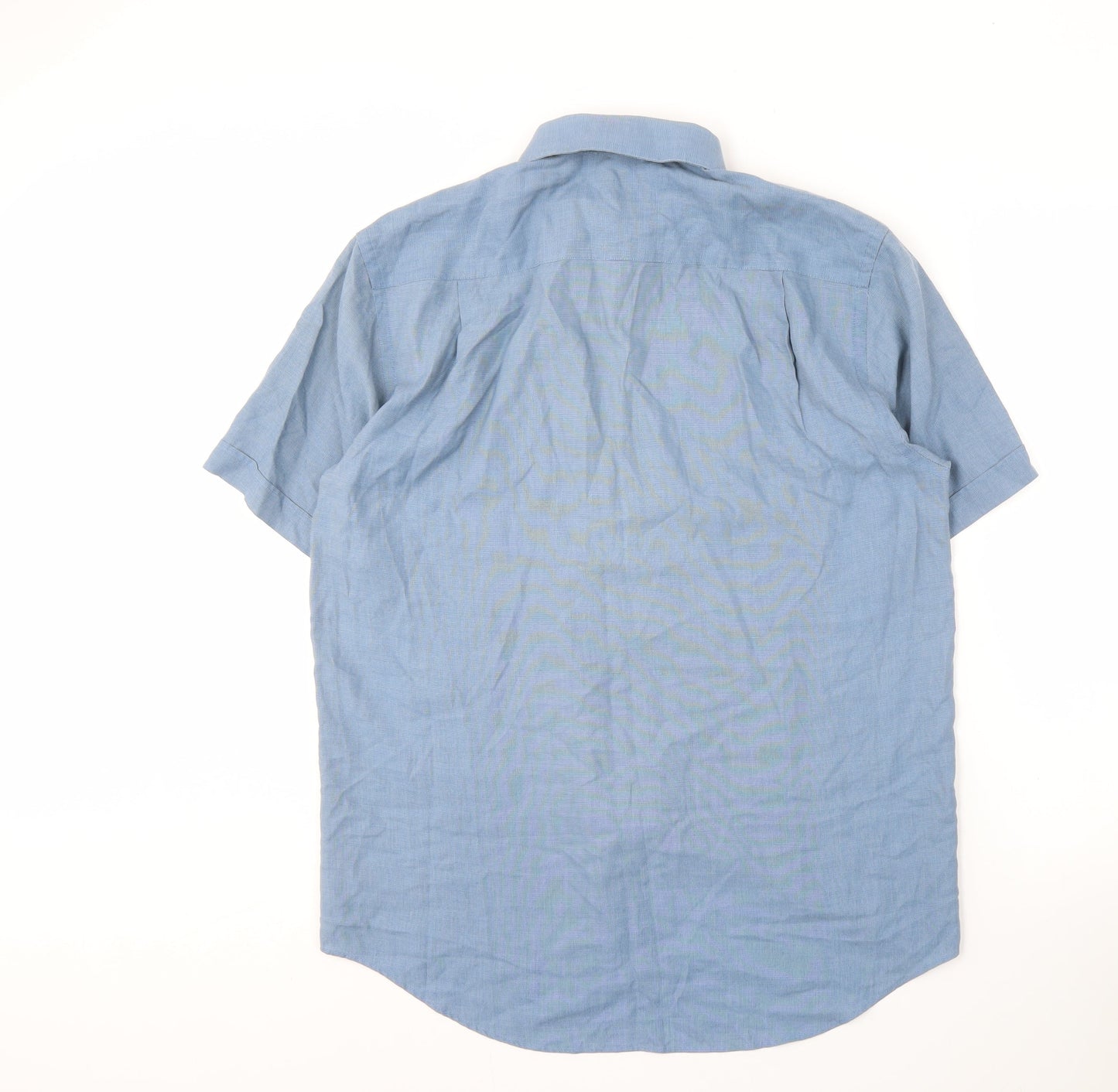 Jack Reid Men's Blue Short Sleeve Button-Up Shirt