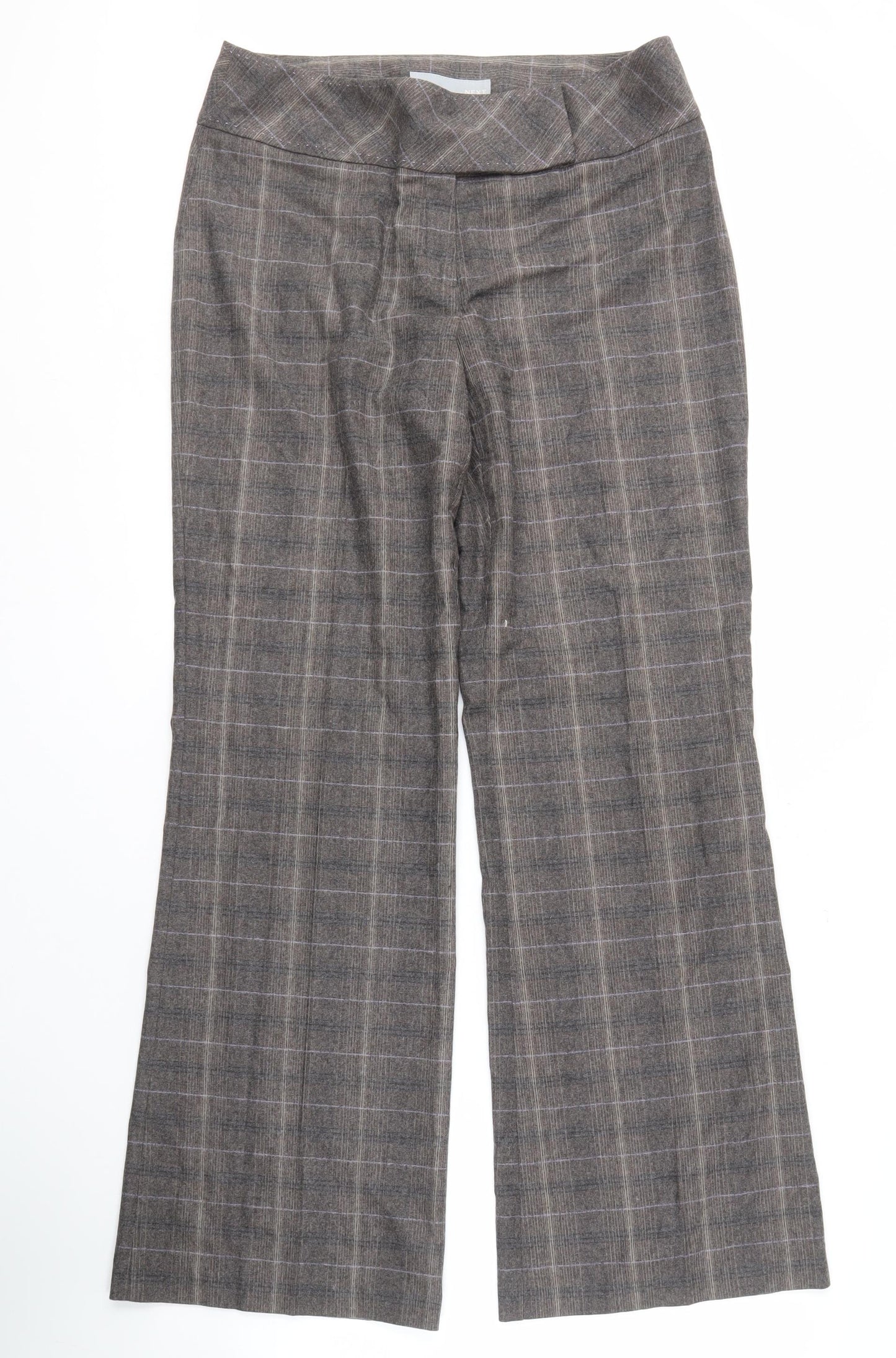 Next Women's Brown Plaid Trousers, Size 14, Business Wear