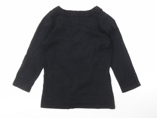 Laura Ashley Women's Black V-Neck Cotton Top