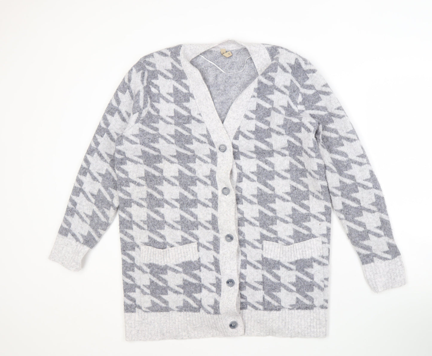 Soyaconcept Women's Grey Cardigan, Size M, Houndstooth
