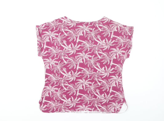 Weird Fish Women's Pink Tropical Print T-Shirt Size 12
