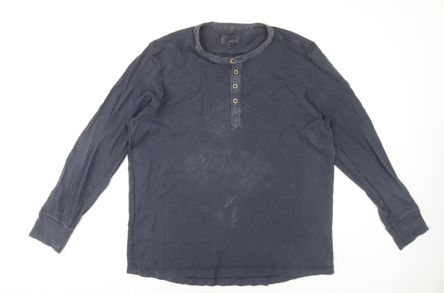 Fat Face Men's Blue Long Sleeve Henley T-Shirt - Large