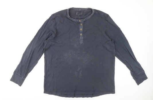 Fat Face Men's Blue Long Sleeve Henley T-Shirt - Large