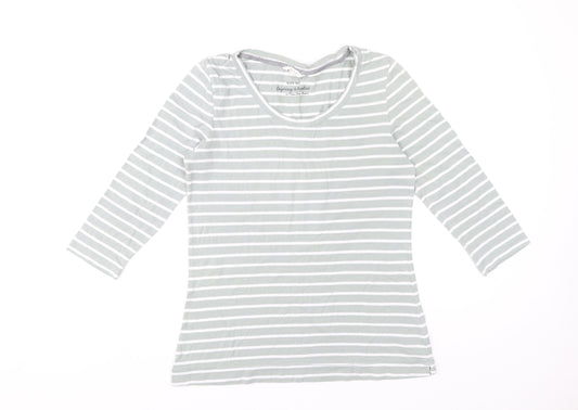 White Stuff Women's Grey Striped T-Shirt, Size 10