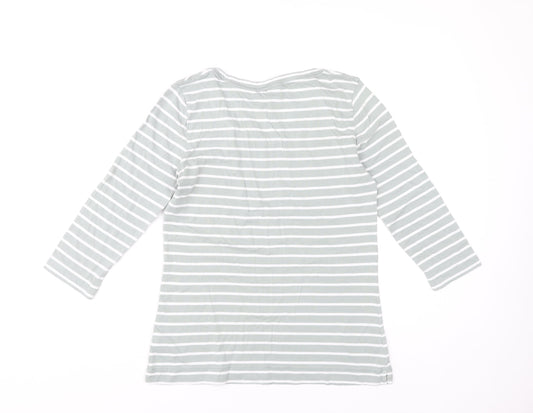 White Stuff Women's Grey Striped T-Shirt, Size 10