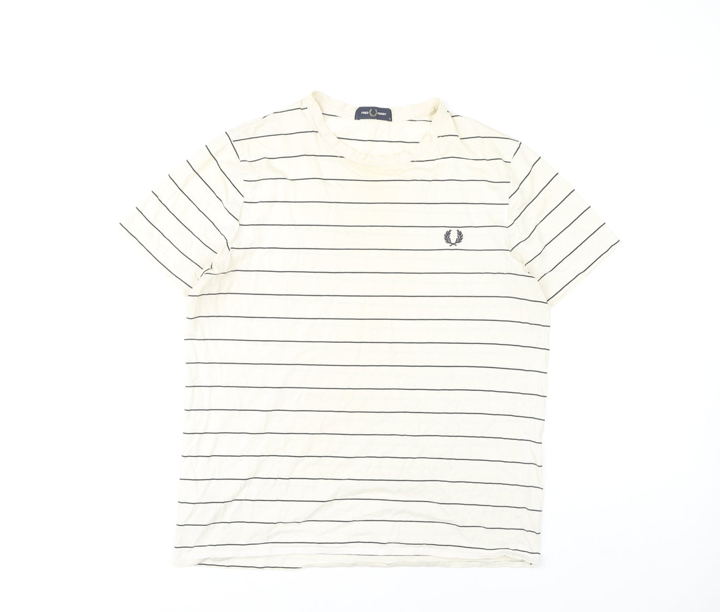 Fred Perry Men's Ivory Stripe T-Shirt, Medium