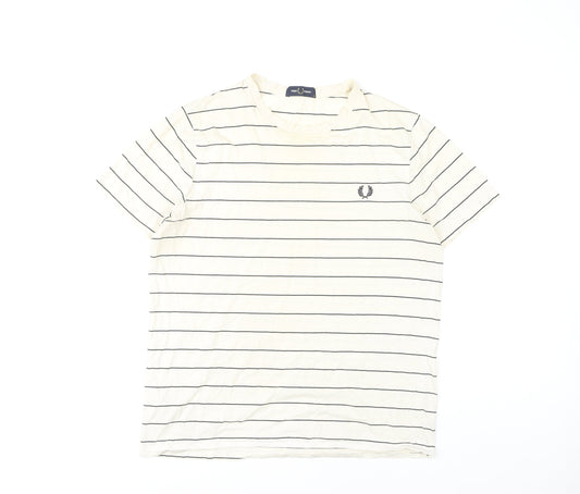 Fred Perry Men's Ivory Stripe T-Shirt, Medium