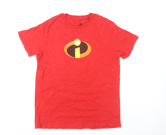 Disney Red T-Shirt, Crew Neck, L, Casual, Movie Theme