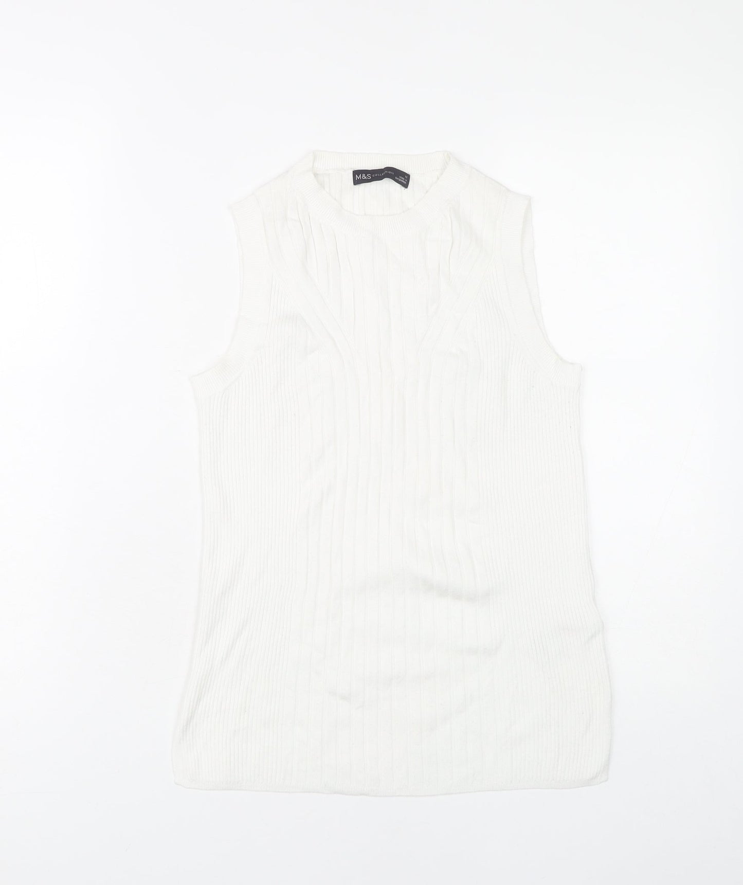 Marks and Spencer Women's White Sleeveless Top, M