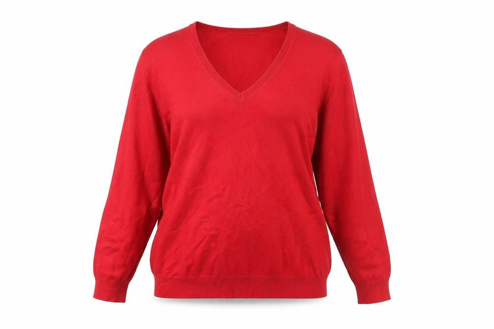 Front view of Marks & Spencer Red jumper, size 16, V-Neck