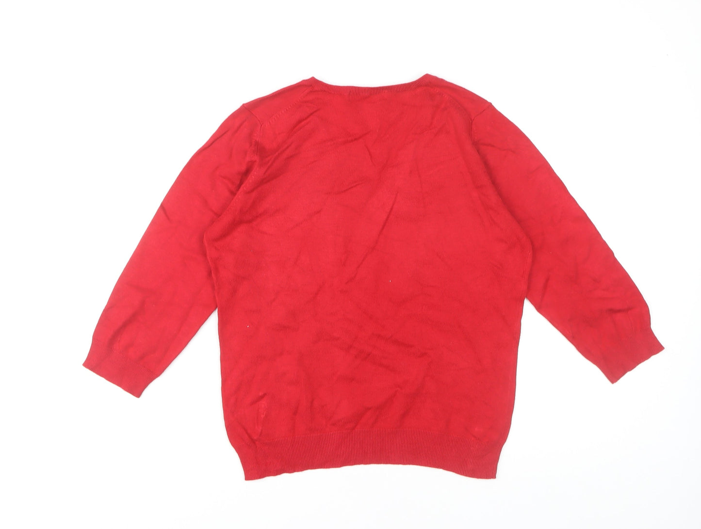 Marks and Spencer Red Pullover Jumper, Size 16, V-Neck