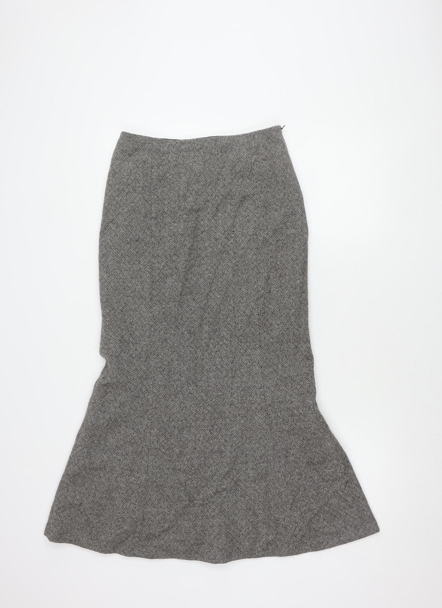 Hobbs Women's Grey Wool Herringbone Skirt Size 10