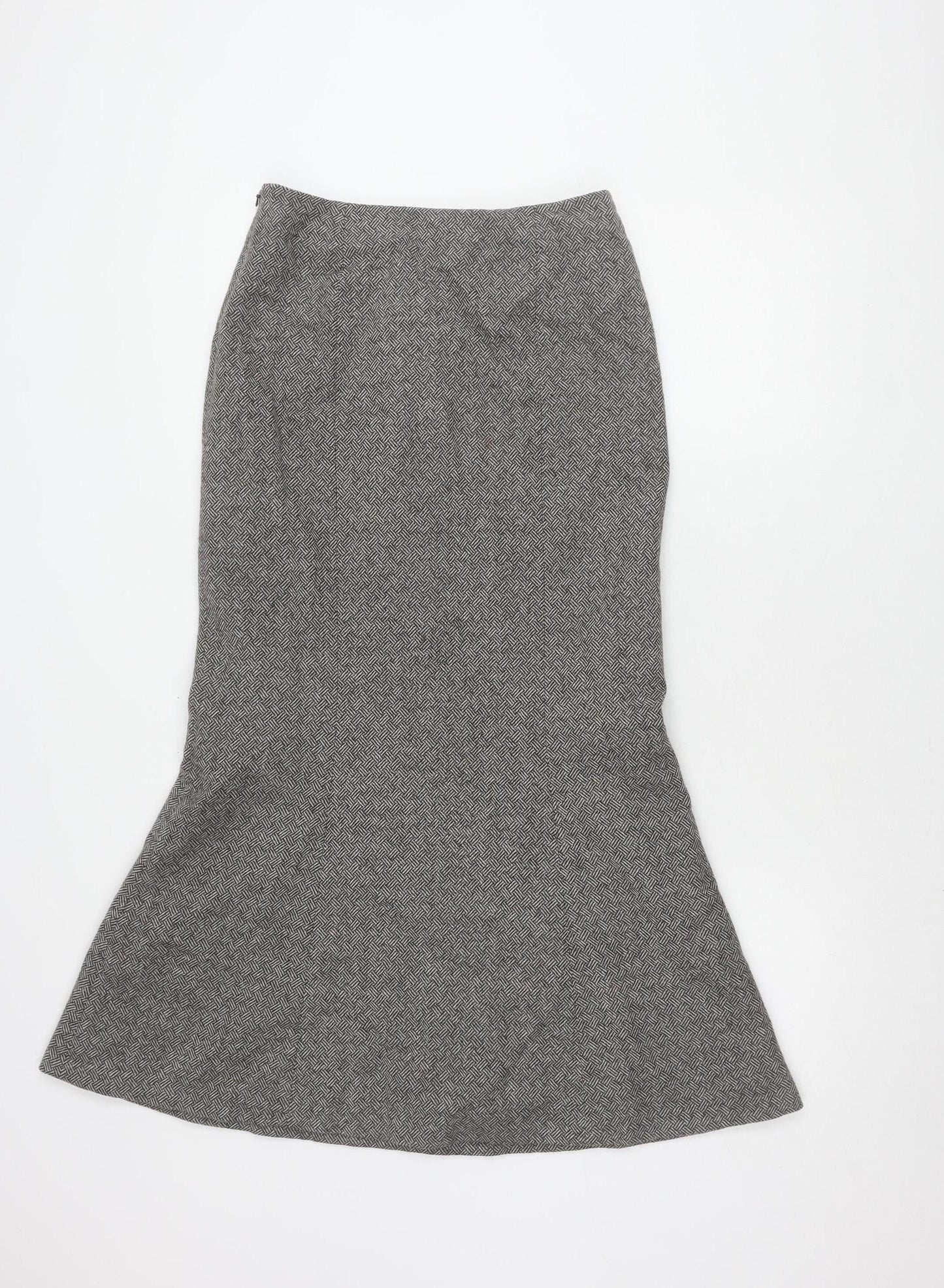 Hobbs Women's Grey Wool Herringbone Skirt Size 10