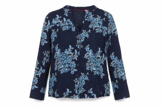 Womens UK Size 10 Joules Blue Viscose Button-Up