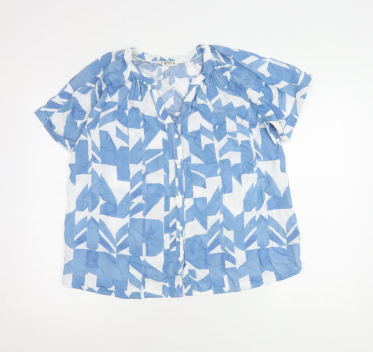 FatFace Women's Blue Geometric Blouse Size 12