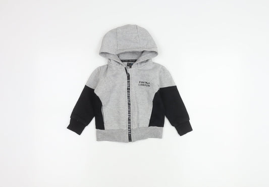 Firetrap Boys Grey Jacket, 12-18 Months, Logo Hoodie, Zip