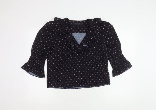 French Connection Women's Black Floral Blouse Size S