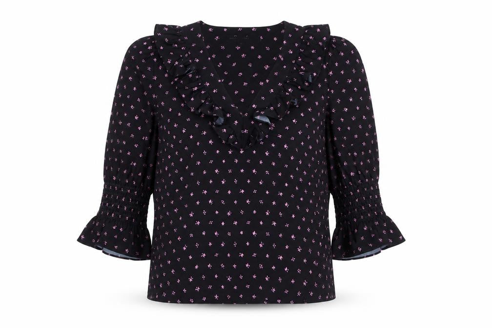 Womens UK Size S French Connection Black Polyester Blouse