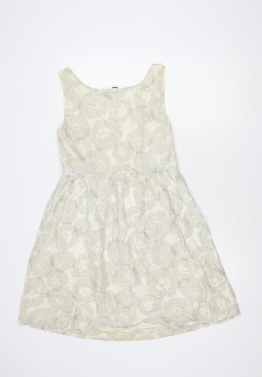 Gap Women's Ivory Floral Linen Dress, Size 12, Sleeveless