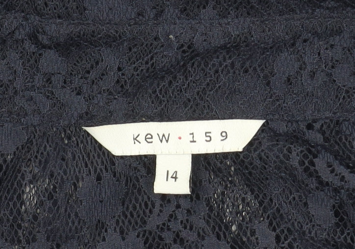 Kew 159 Women's Lace Blouse Navy 14 Collared Long Sleeve
