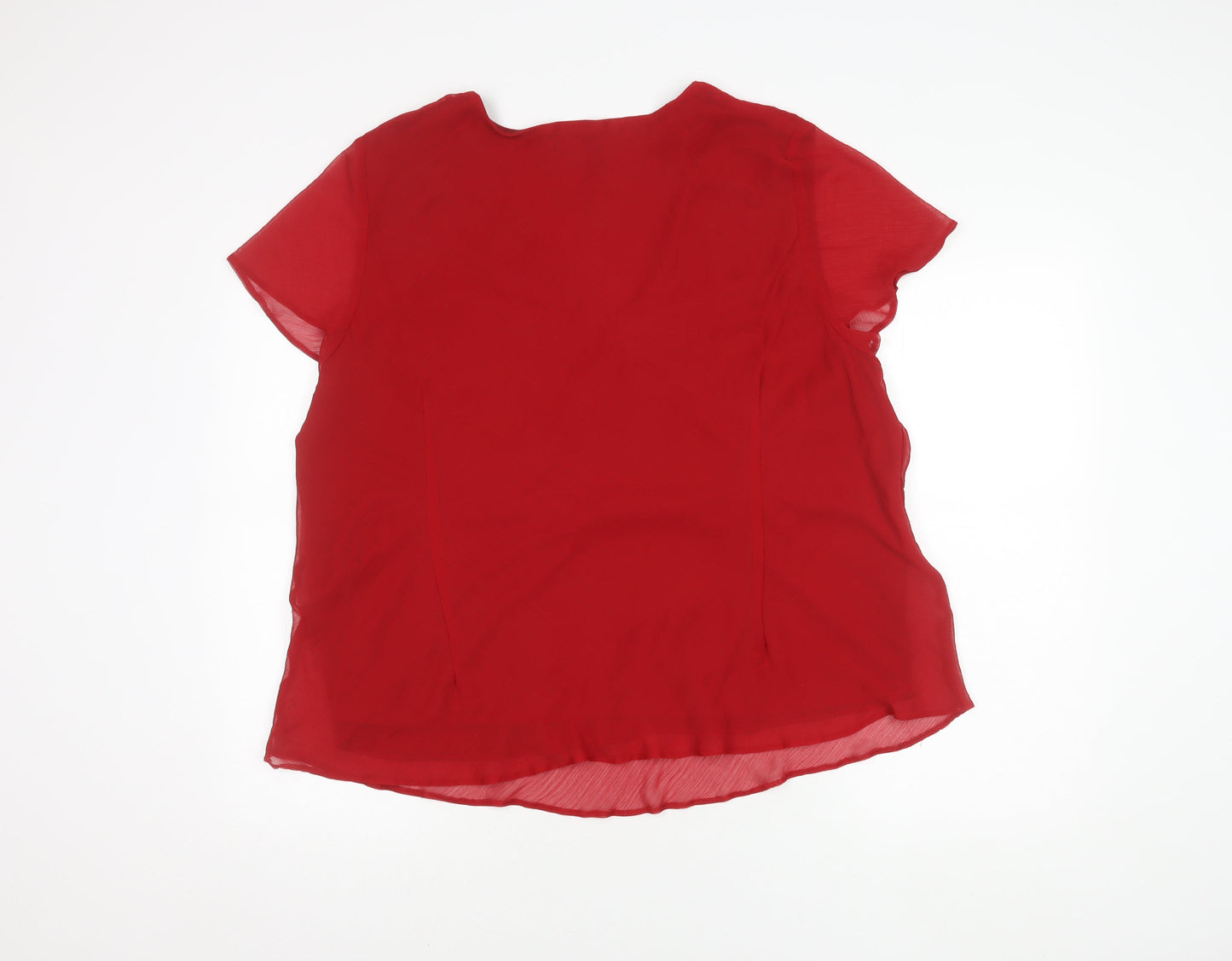 Bm Women's Red Wrap Blouse, Size 24, Short Sleeve