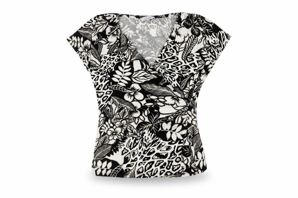 J. Taylor Women’s Multicoloured Wrap Top, Size 14, Short Sleeve