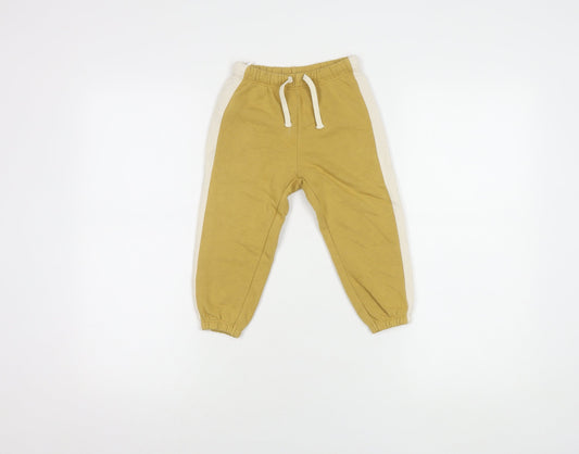 H&M Boys Yellow Jogger Trousers, Size 2 Years, Cotton Blend