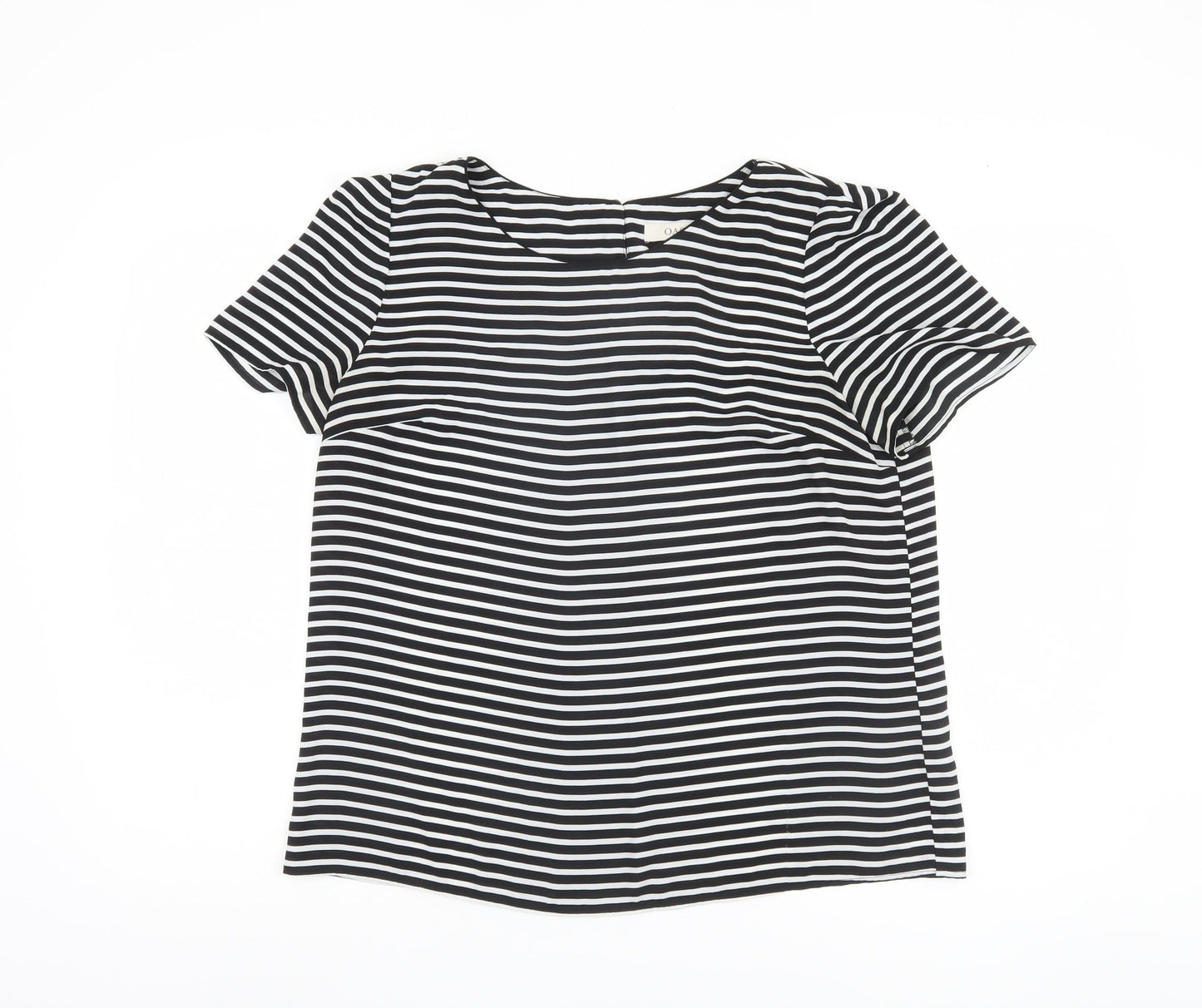 Oasis Women's Black Striped T-Shirt UK 14