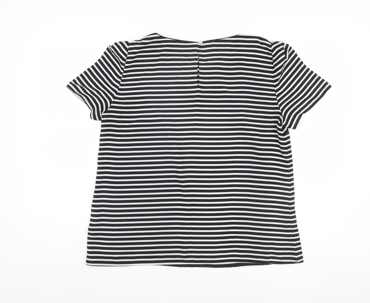 Oasis Women's Black Striped T-Shirt UK 14