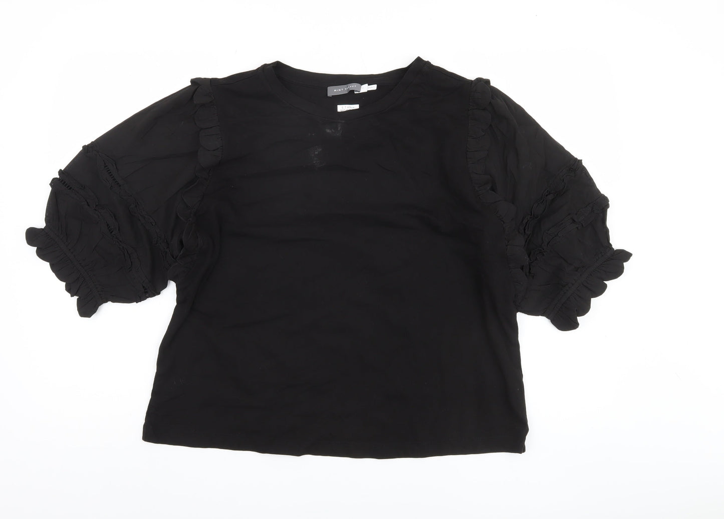 Mint Velvet Black XL Women's Blouse with Ruffle Accents