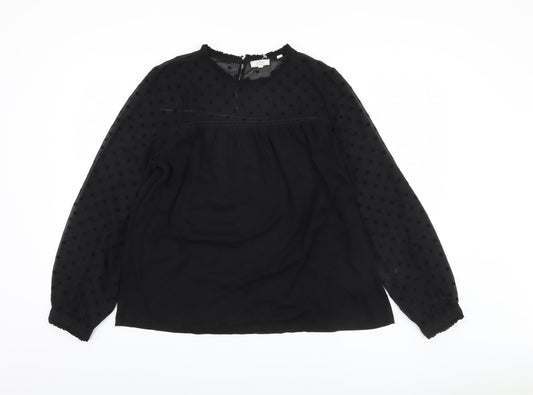 Fat Face Women's Black Polka Dot Blouse Size 14