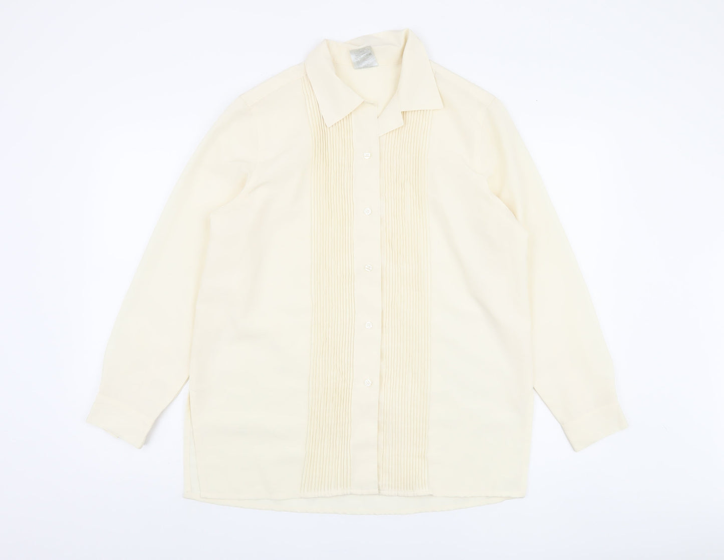 Classic Woman Ivory Polyester Long Sleeve Blouse Size 14