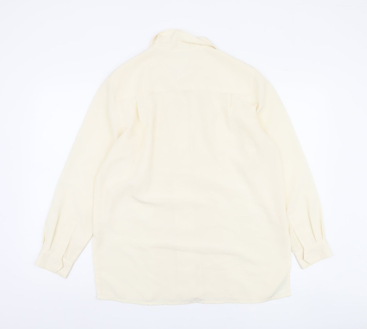 Classic Woman Ivory Polyester Long Sleeve Blouse Size 14