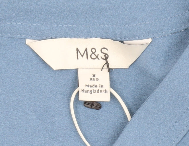 Marks and Spencer Blue Women's V-Neck Long Sleeve Blouse