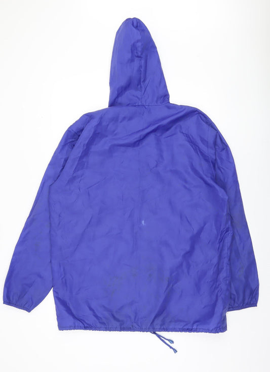 Protection Men's Blue Hooded Windbreaker Jacket, Size M