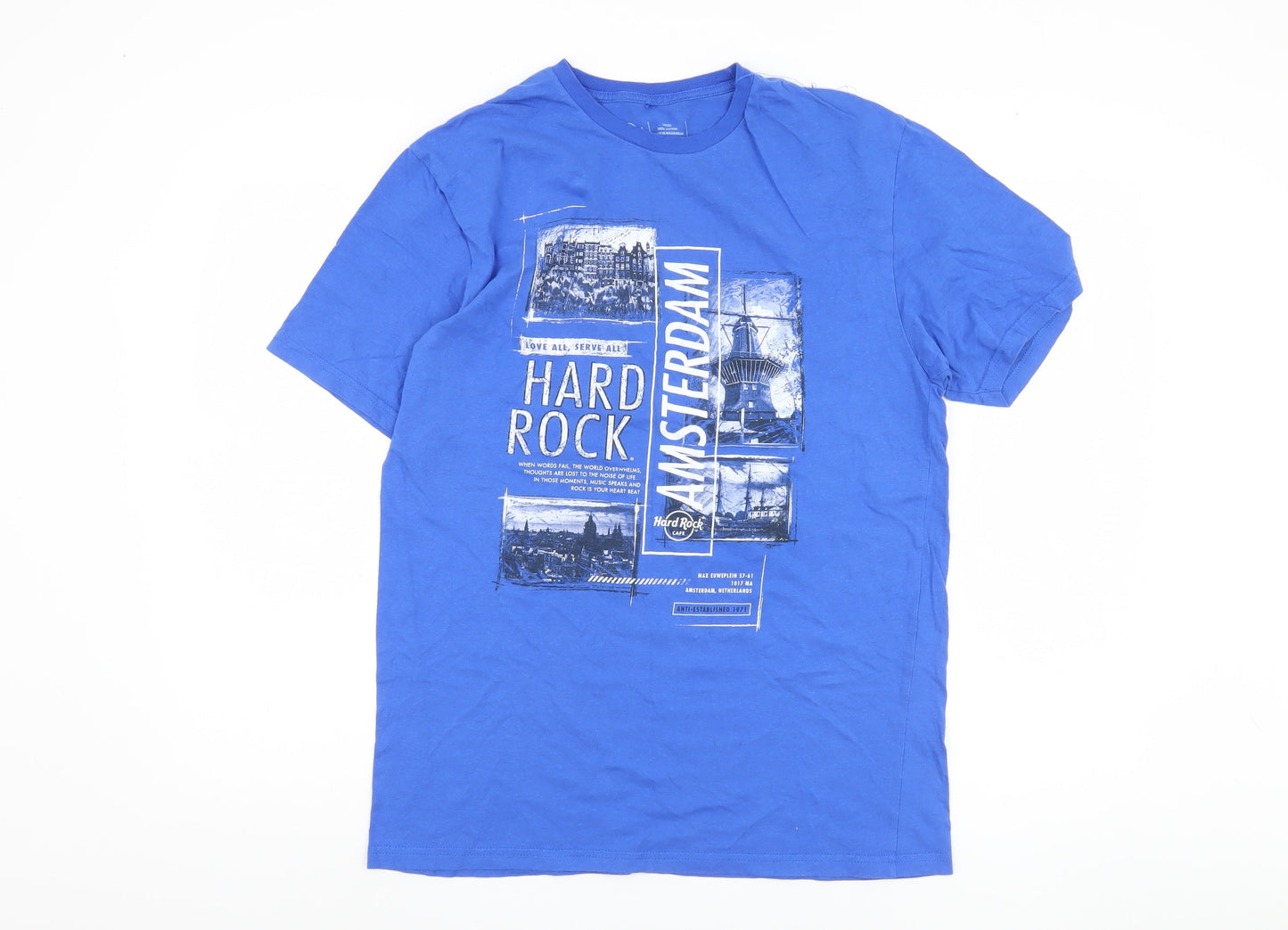 Hard Rock Men Blue Amsterdam Graphic T-Shirt Size L